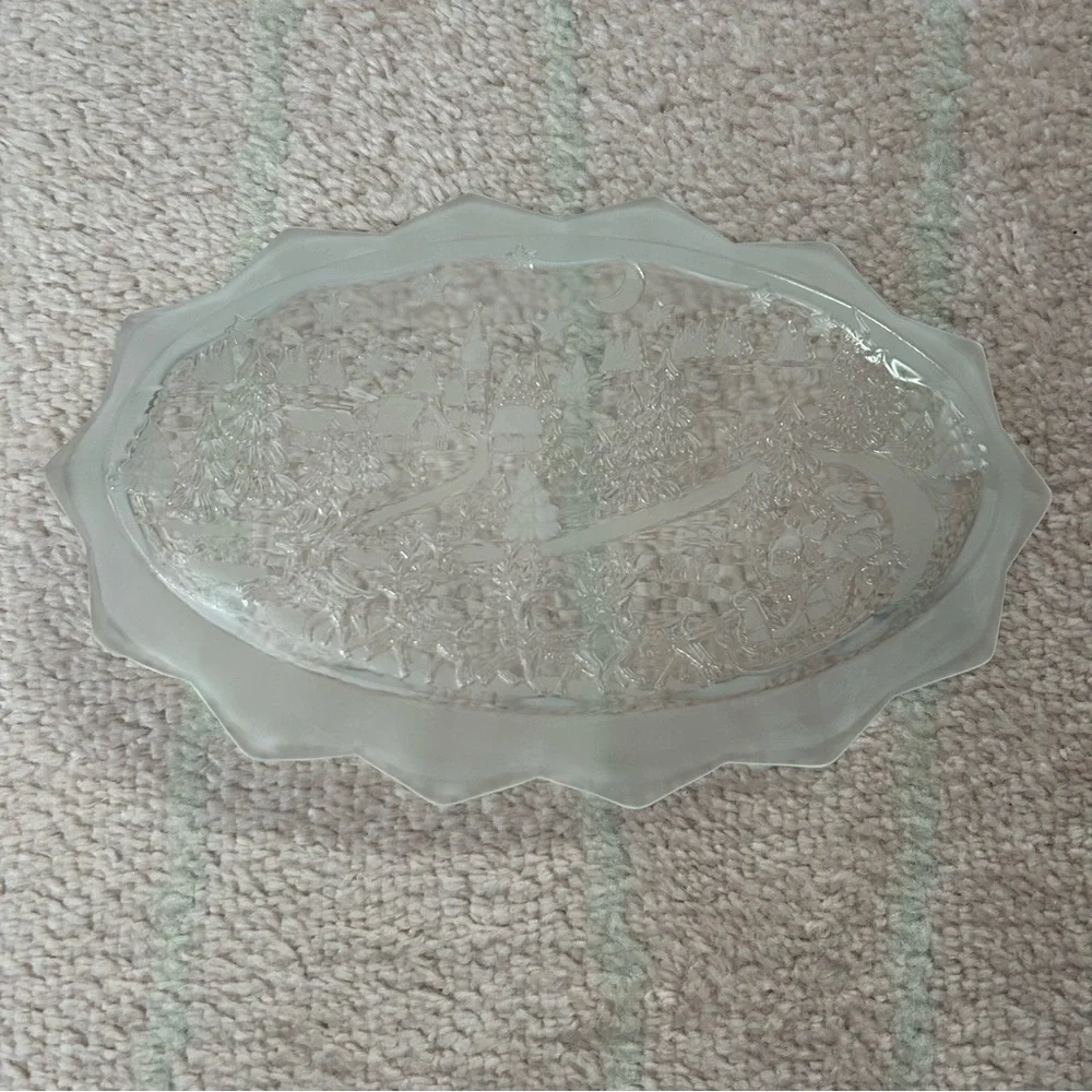 Vintage Mikasa Silent Night Glass‎ Candy Dish Christmas Holidays Santa